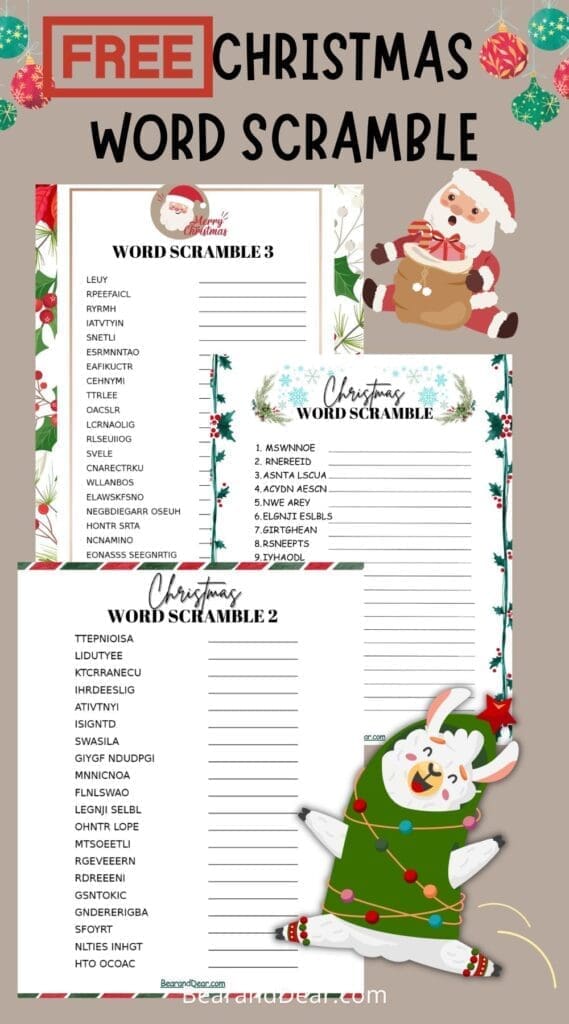 Free Christmas Word Scrambles For Kids And Adults