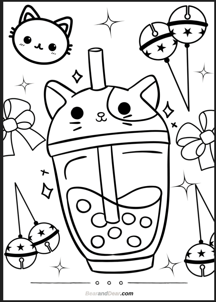 20 Free Super Cute Boba Tea Coloring Pages. - Bear & Dear